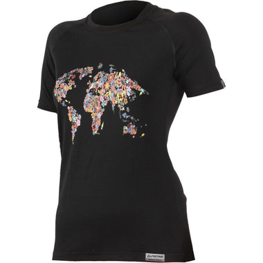 FLOWER 9090 womens black woolen T-shirt with print